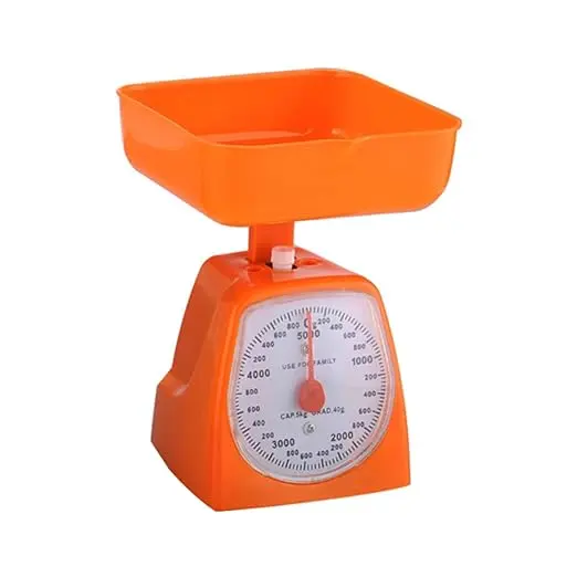 Plastic Mechanical Spring Scales Kitchen Weight Measurement Tools 5kg Weighing Scales Stainless Steel Bench Scale Mechanical Spring Balance Tray 1 Set Random Color