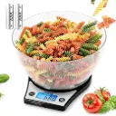 Digital Kitchen Scales KS6000 BK/CR Electronic Kitchen Scale with Bowl Measuring Weighing Scale Baking Scale for Cooking Baking Postal Pet Food Measurement Baker Weight Scale, Tare LCD Display